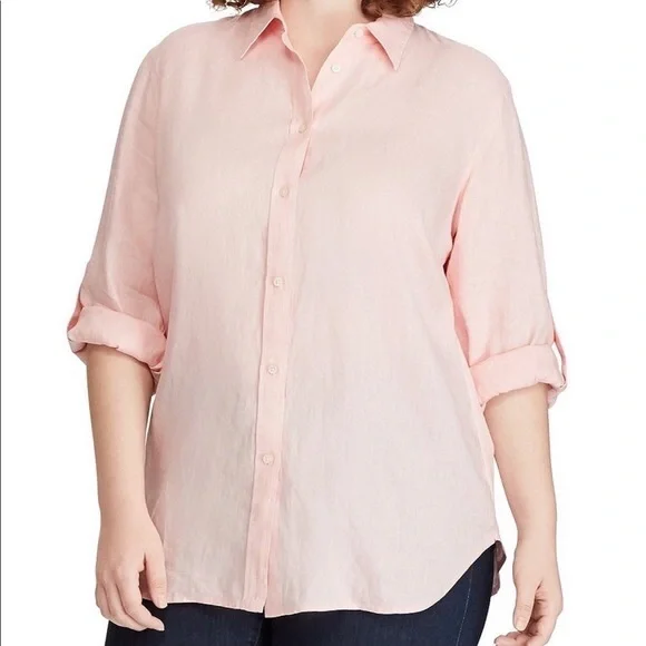 chinese dress ladies Joe's USA Women's Short Sleeve Button Down Shirts Light Pink / 6X-Large main image 1